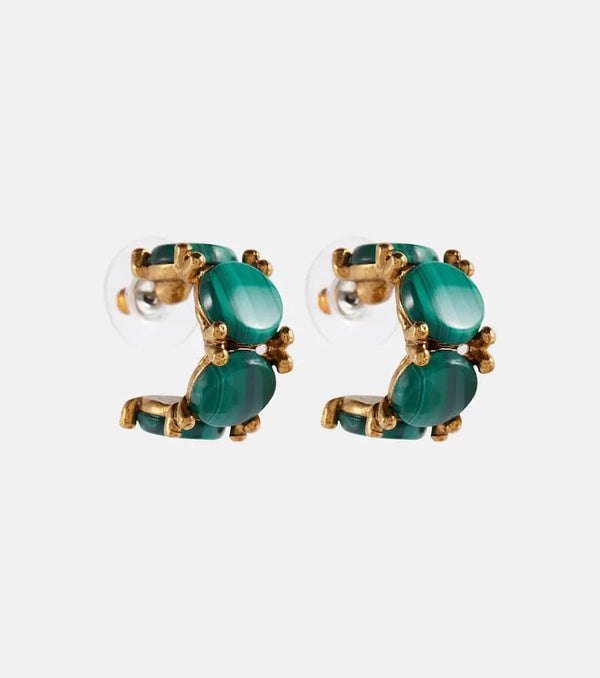 Oscar de la Renta Malachite hoop earrings | LYBSTORE