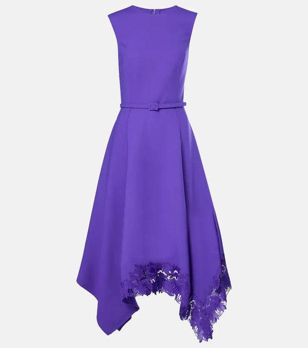 Oscar de la Renta Peony lace-trimmed wool-blend midi dress