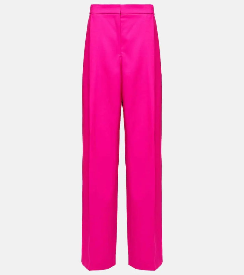 Oscar de la Renta Pleated high-rise wool and mohair pants | LYBSTORE