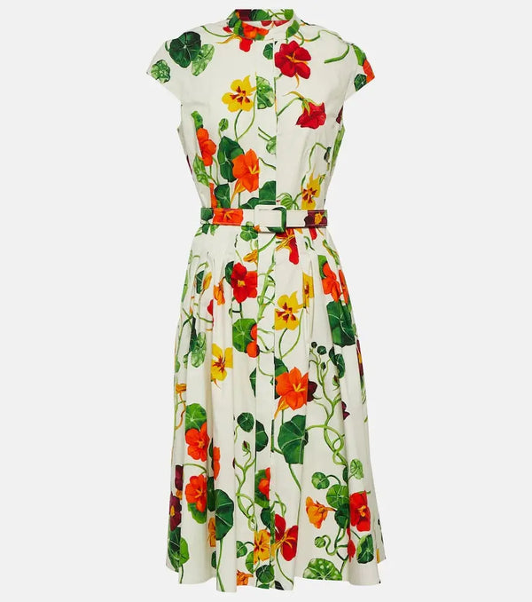 Oscar de la Renta Printed cotton-blend midi dress | LYBSTORE