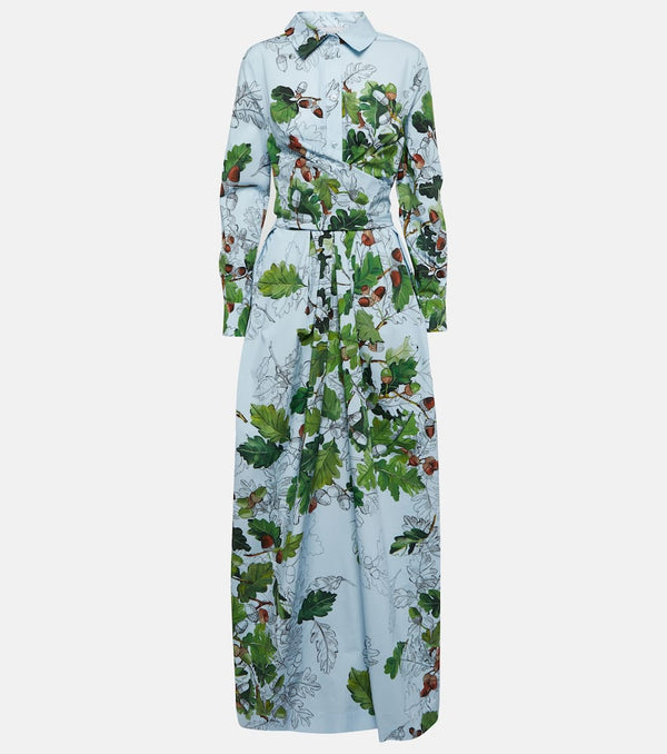 Oscar de la Renta Printed cotton-blend shirt maxi dress