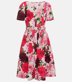 Oscar de la Renta Scoop-neck floral midi dress