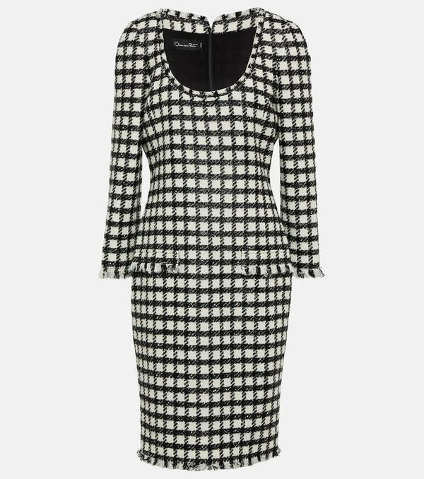 Oscar de la Renta Wool-blend tweed midi dress | LYBSTORE