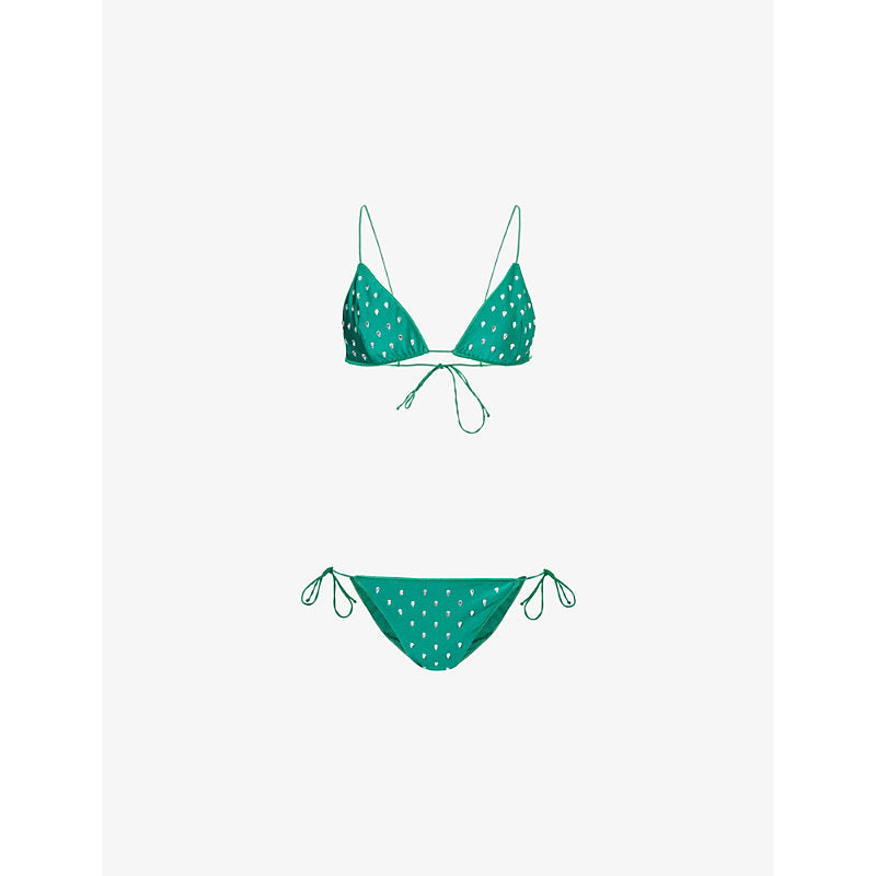 Womens Oseree Gemstone-embellished triangle bikini set