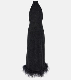 Oséree Lumière Plumage turtleneck maxi dress | LYBSTORE