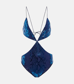 Oséree Snake-print cutout swimsuit | LYBSTORE