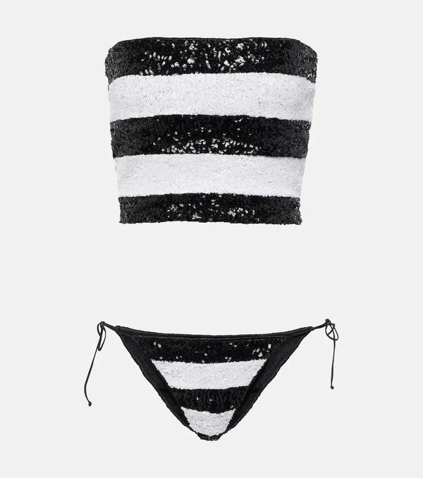 Oséree Striped sequined bikini