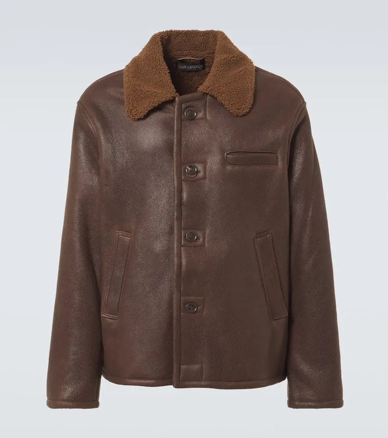 Our Legacy Alaska shearling-trimmed leather jacket