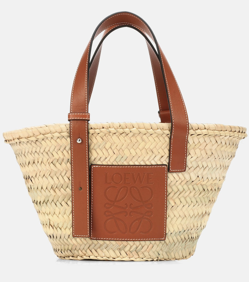 Loewe Small leather-trimmed basket tote