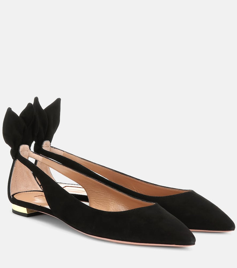 Aquazzura Bow Tie suede ballet flats