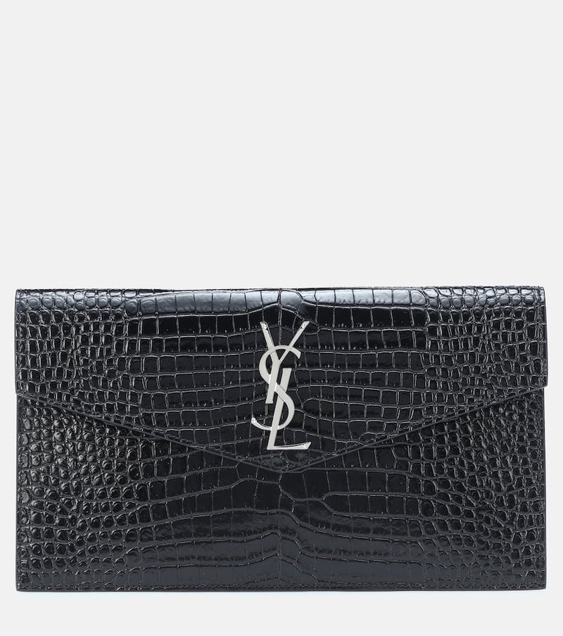 Saint Laurent Uptown embossed leather clutch