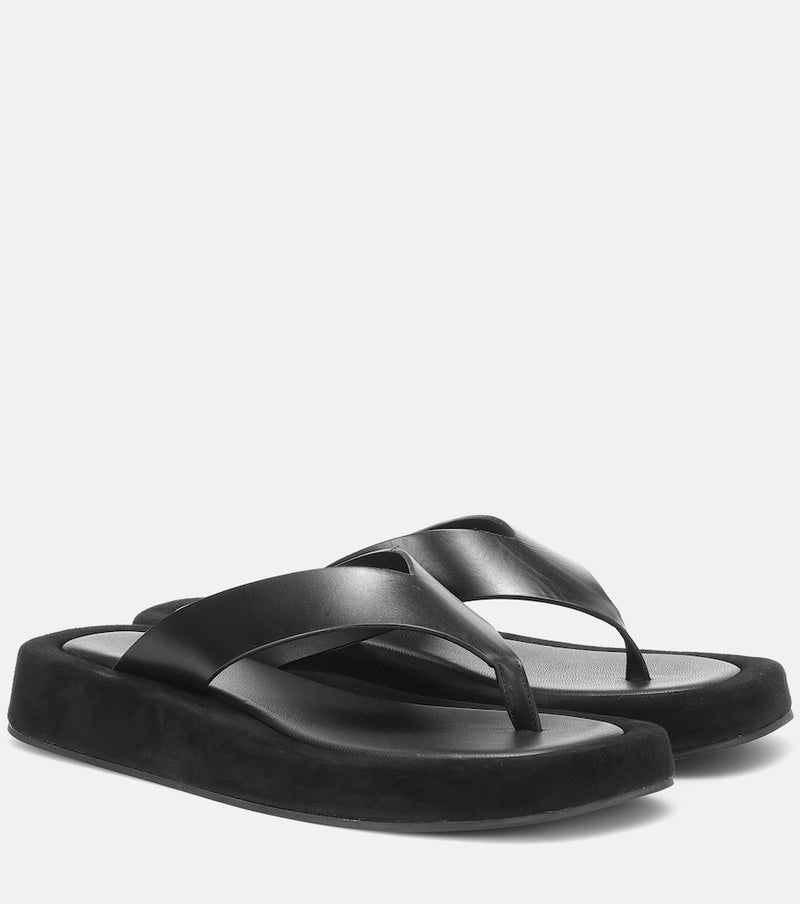 The Row Ginza leather and suede sandals
