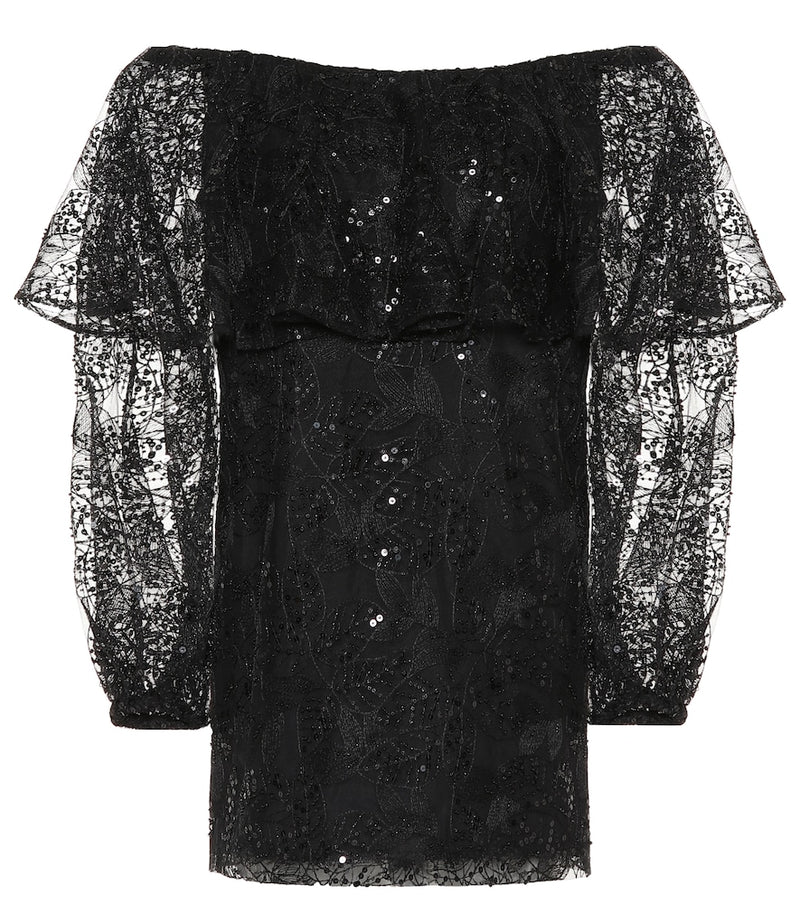 Rotate Lace off-the-shoulder minidress