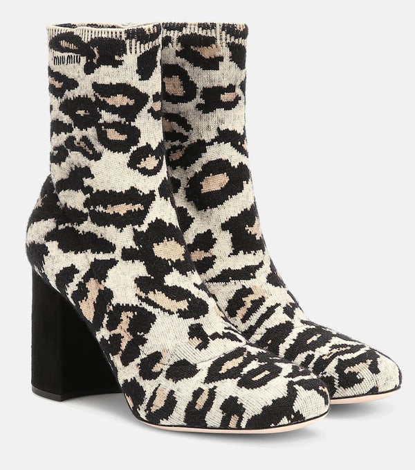 Miu Miu Leopard-print jacquard ankle boots