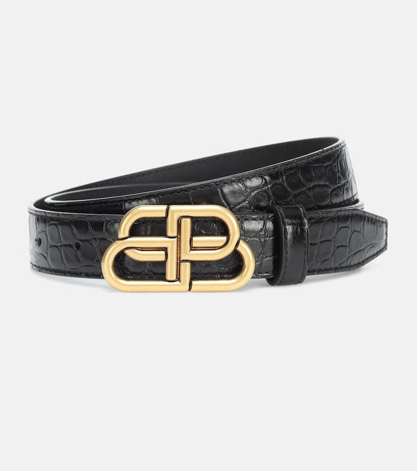 Balenciaga BB croc-effect leather belt