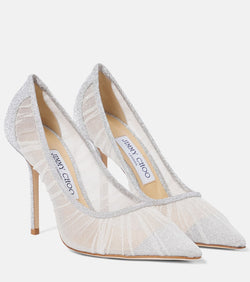 Jimmy Choo Love 100 glitter-tulle pumps