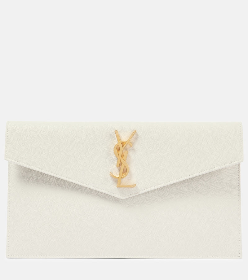 Saint Laurent Uptown leather clutch in White