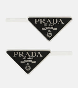 Prada Set of 2 logo hair clips