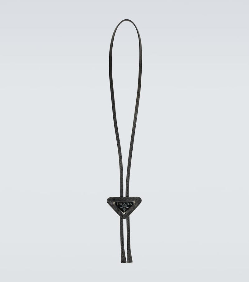 Prada Saffiano triangle bolo tie with logo