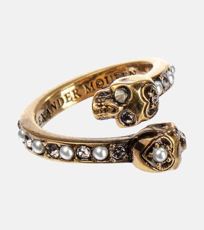 Mcqueen Embellished Brass Ring Metallic