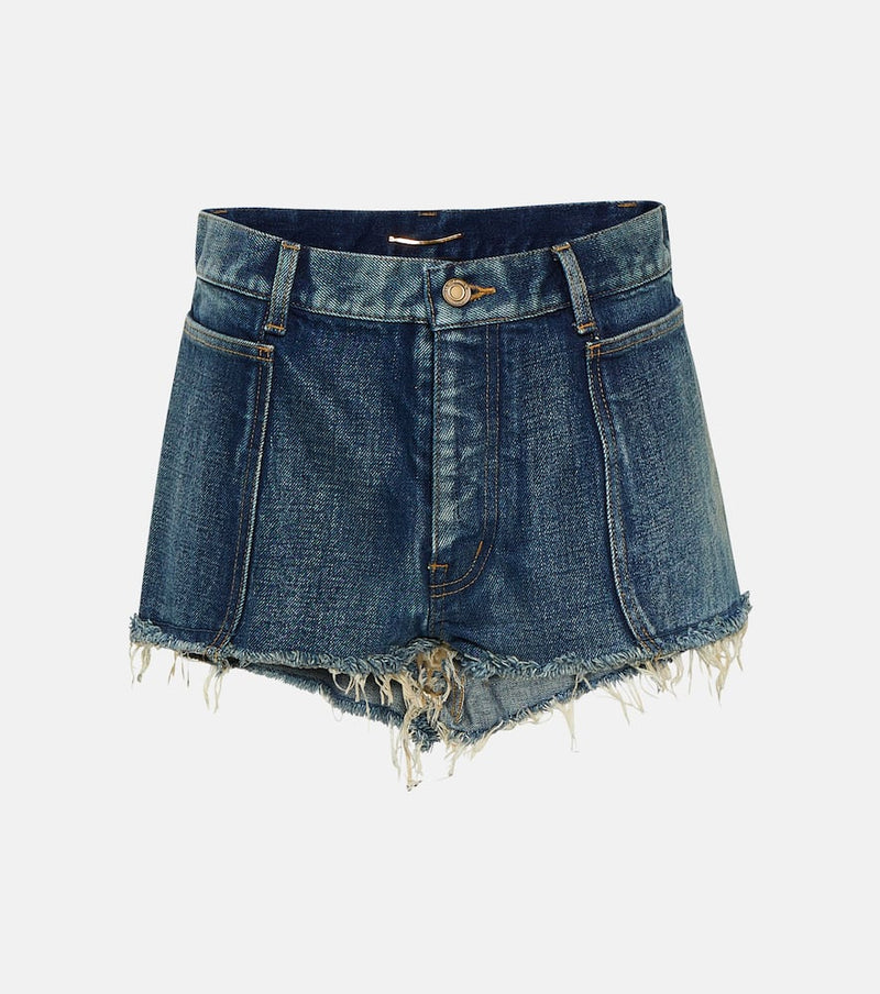 Saint Laurent Frayed low-rise denim shorts