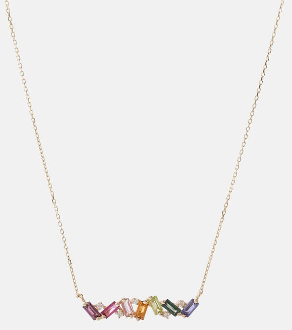 Suzanne Kalan Frenesia Rainbow Bar 14kt gold necklace