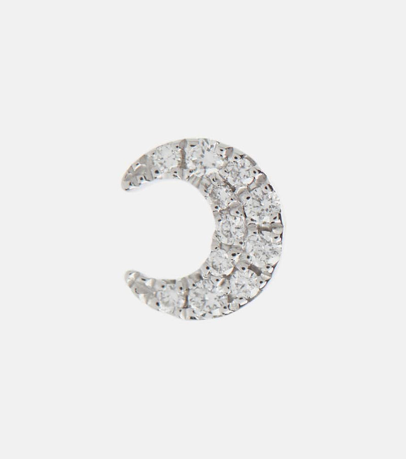 Maria Tash Diamond Moon Small 18kt white gold single earrings with white diamonds