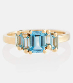 Suzanne Kalan Amalfi 14kt gold ring with emerald and topaz