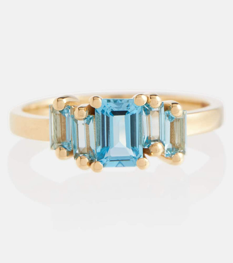 Suzanne Kalan Amalfi 14kt gold ring with emerald and topaz