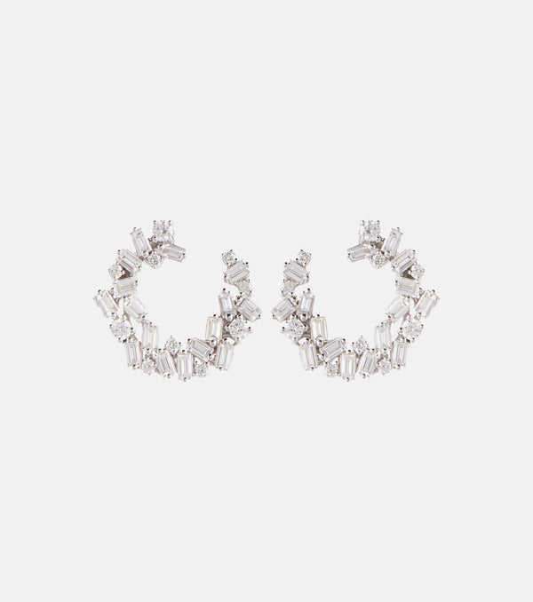 Suzanne Kalan Chloé 18kt white gold hoop earrings with diamonds