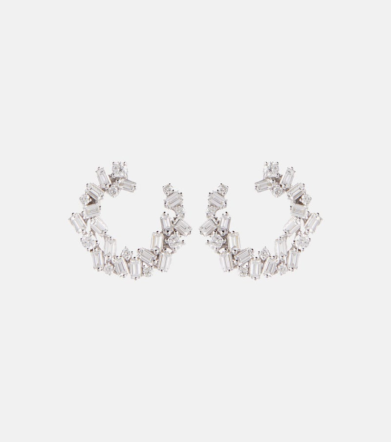 Suzanne Kalan Chloé 18kt white gold hoop earrings with diamonds