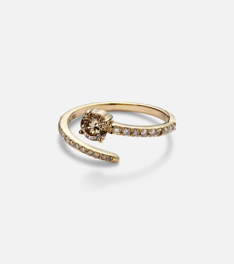 Ileana Makri Grass Seed 18kt yellow gold ring with diamonds