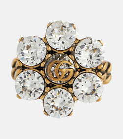 Gucci Double G floral embellished ring