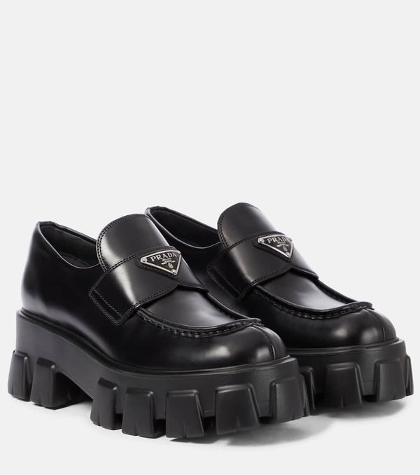 Prada Monolith brushed leather loafers