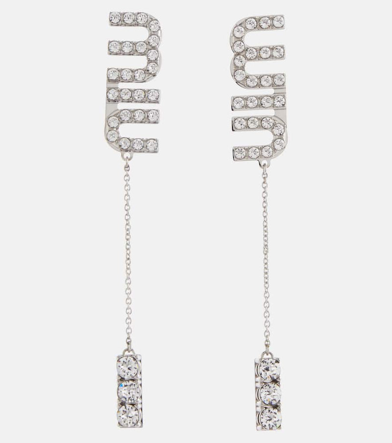 Miu Miu Logo crystal-embellished earrings