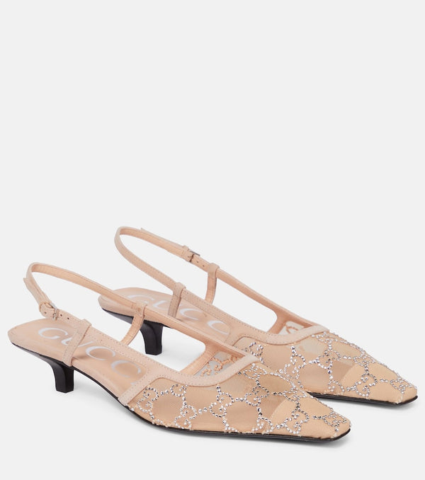 Gucci GG embellished slingback pumps