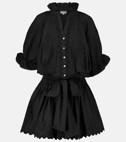 Juliet Dunn Embroidered cotton poplin shirt dress