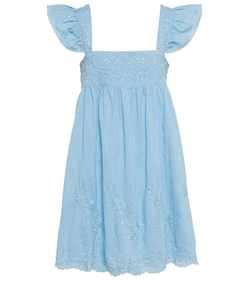 Juliet Dunn Baby Doll embroidered cotton minidress