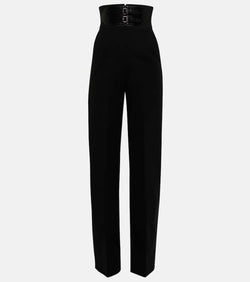 Alaïa Leather-trimmed high-rise pants