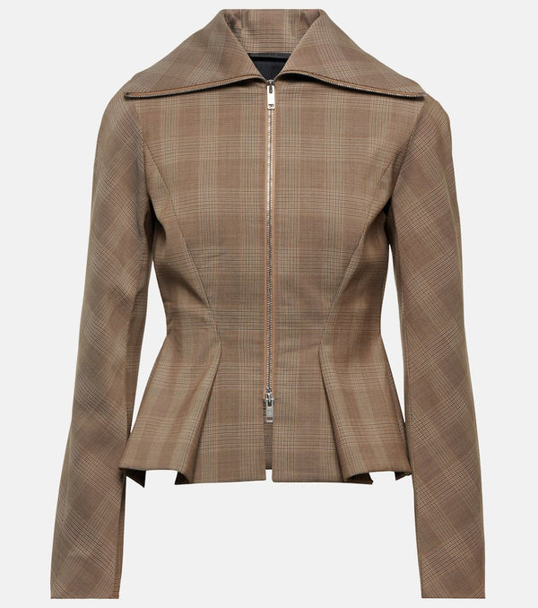 Givenchy Checked wool-blend peplum blazer