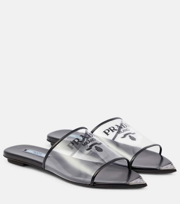 Prada Leather-trimmed slides