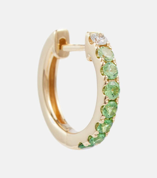 Robinson Pelham Orb Large 14kt gold single hoop earring with diamond and tsavorite