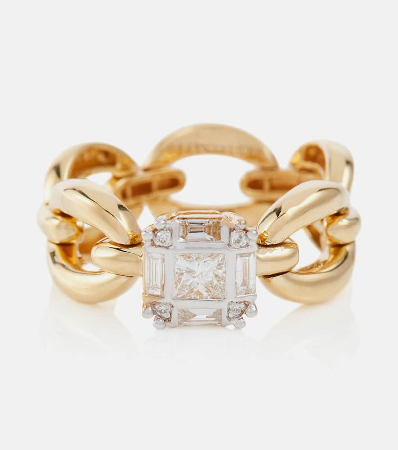 Nadine Aysoy Catena Petite Illusion 18kt gold ring with white diamonds