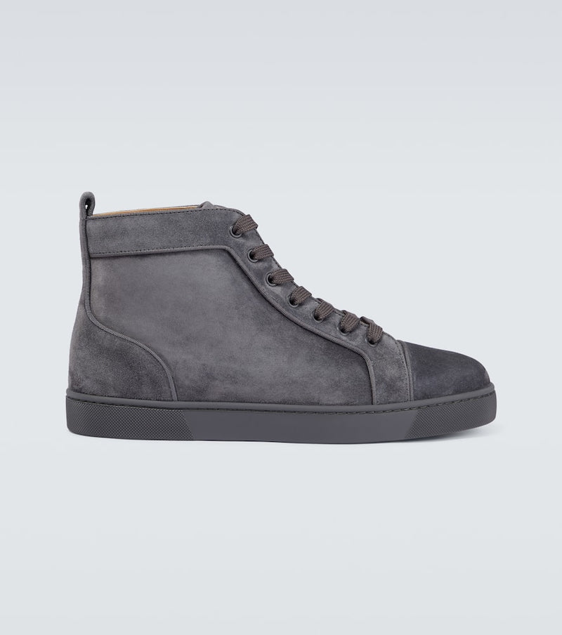 Christian Louboutin Louis Suede High-Top Sneakers Grey