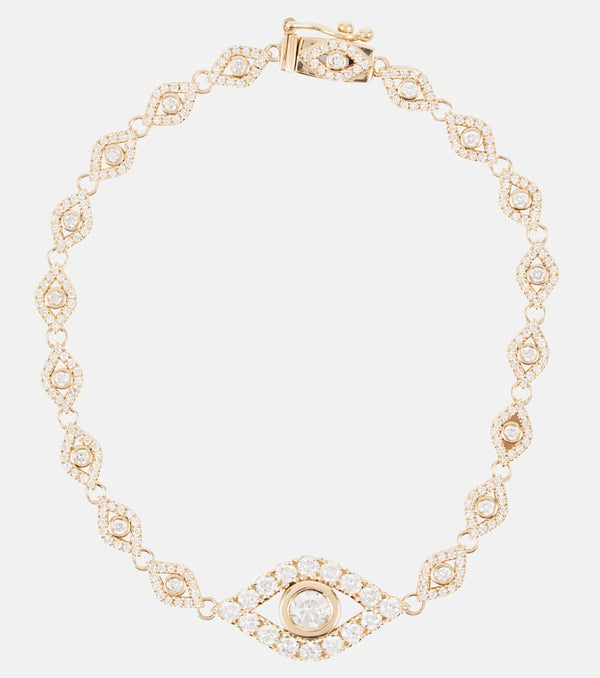 Sydney Evan Evil Eye 14kt yellow gold bracelet with diamonds