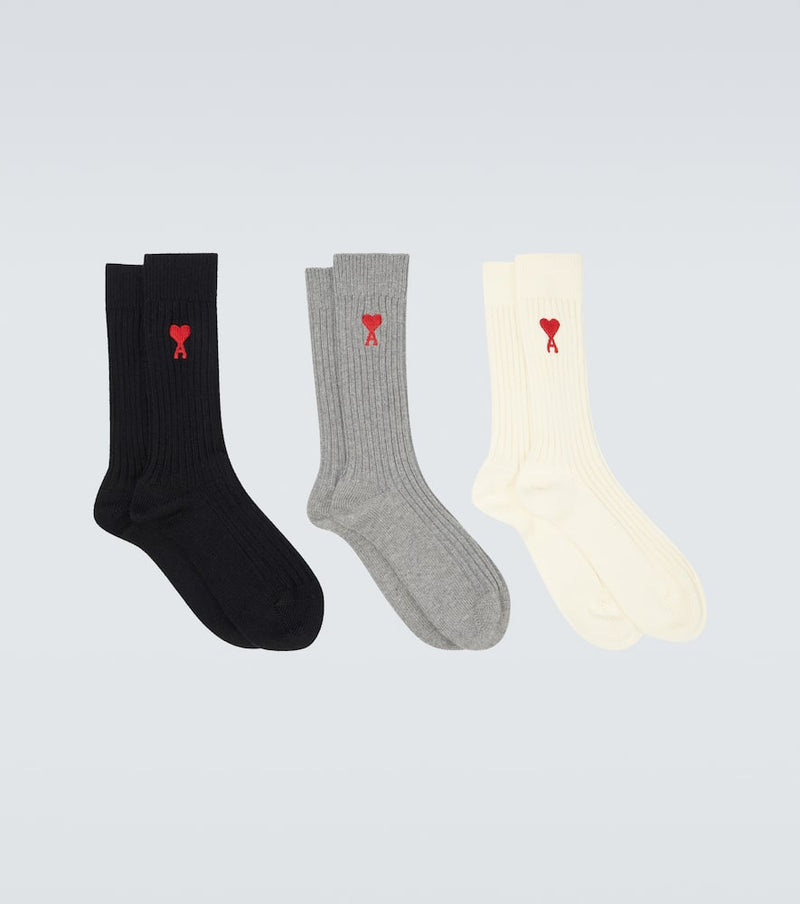 Ami Paris Ami de Coeur set of 3 cotton-blend socks