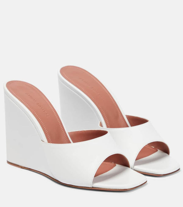 Amina Muaddi Lupita leather wedge mules