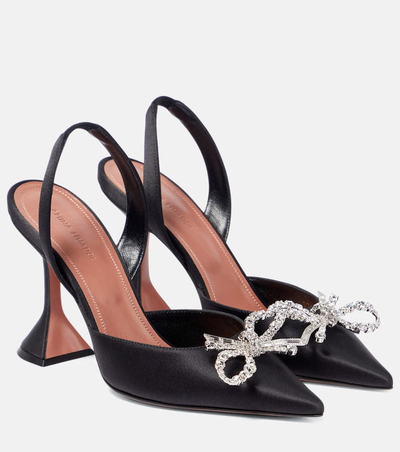Amina Muaddi Rosie satin slingback pumps