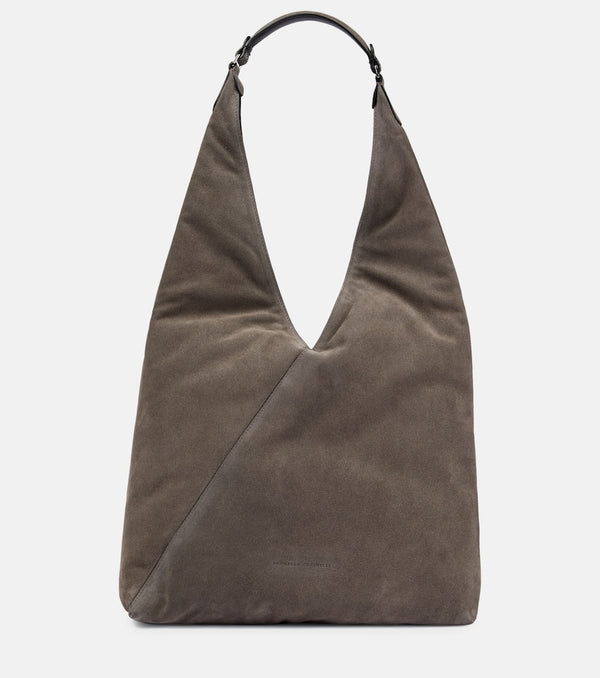 Brunello Cucinelli Embellished suede shoulder bag