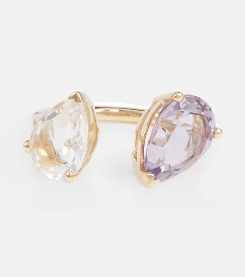 Persée Birthstone 18kt gold ring with diamonds, amethyst, and white topaz